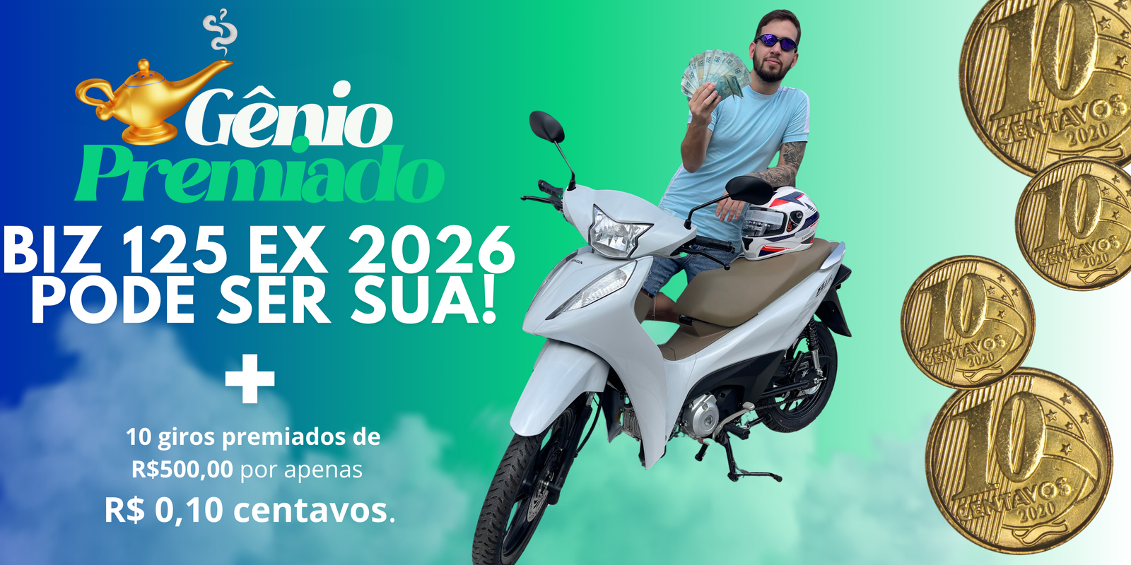 BIZ EX 0KM 2026 + R$5.000 em bilhetes premiados